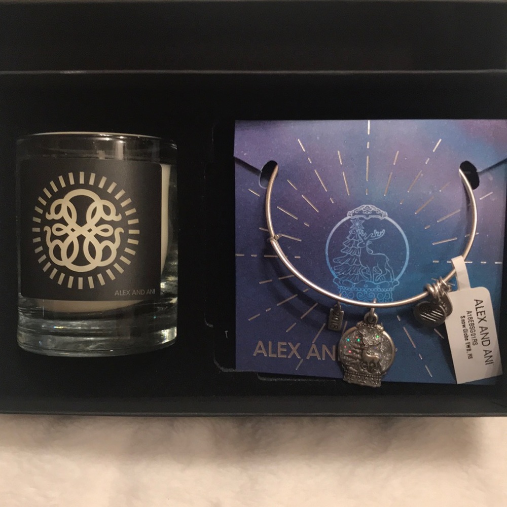 NWT. Alex and Ani Snow Globe and Candle Set